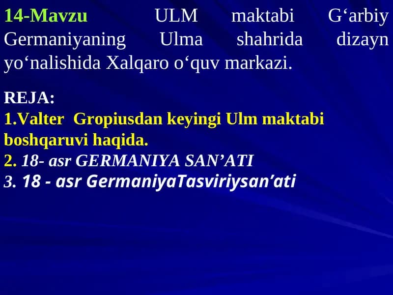 18-asr GERMANIYA SAN’ATI