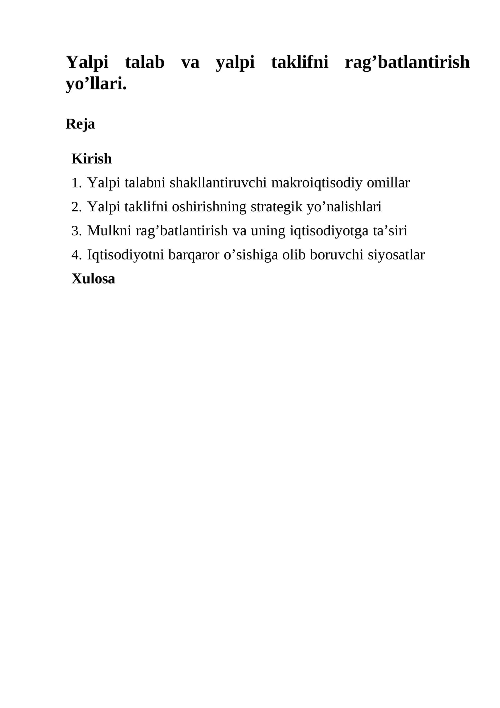 Yalpi talabni shakllantiruvchi makroiqtisodiy omillar