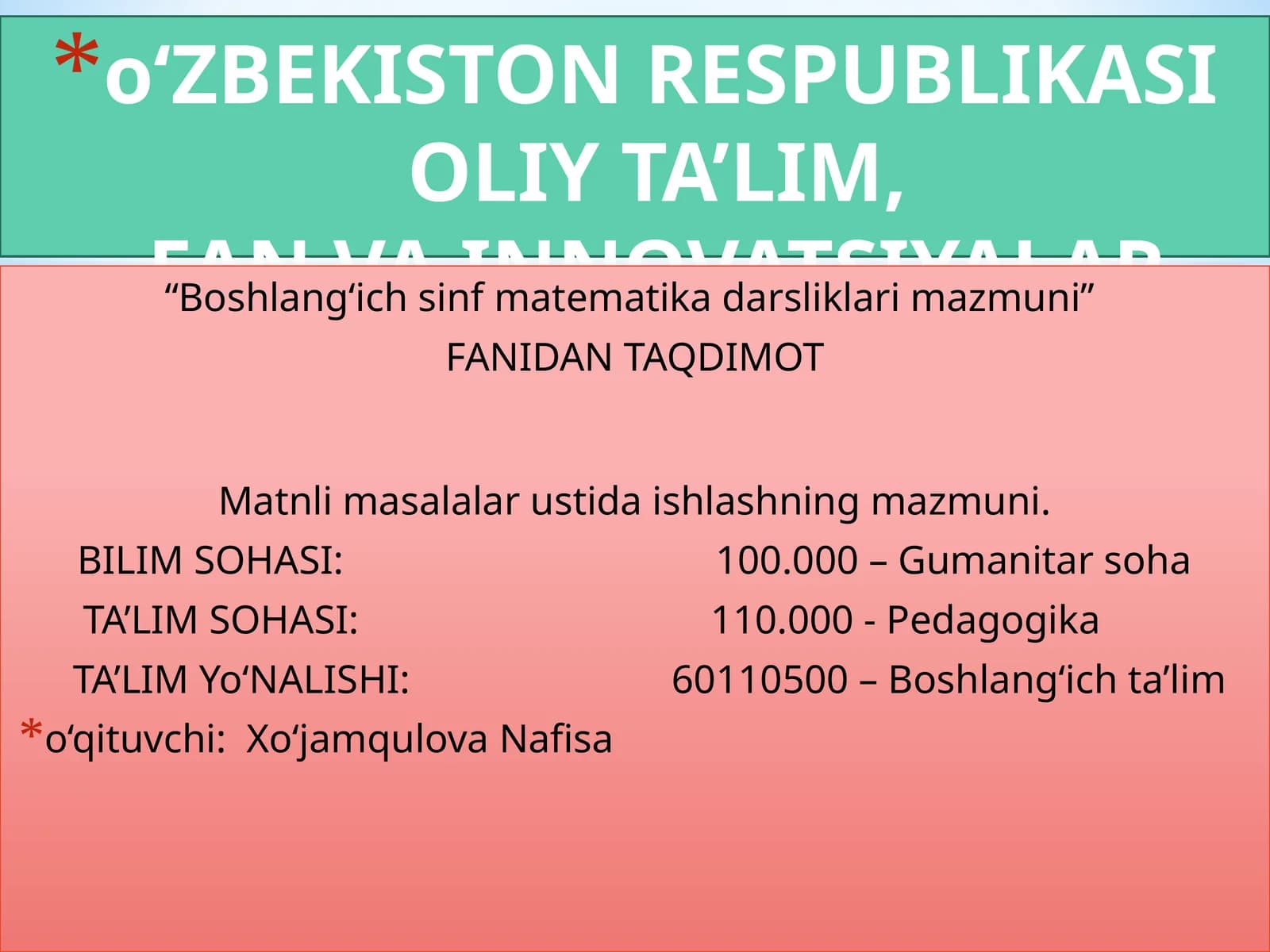 Boshlang‘ich sinf matematika darsliklari mazmuni