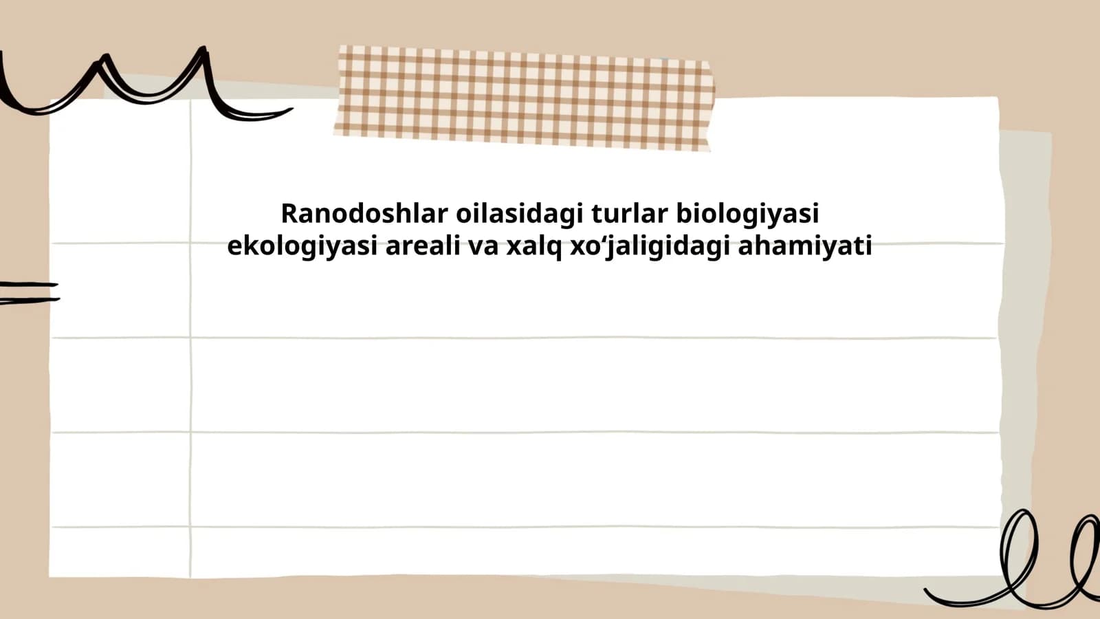Ranodoshlar Oilasidagi Turlar Biologiyasi Ekologiyasi