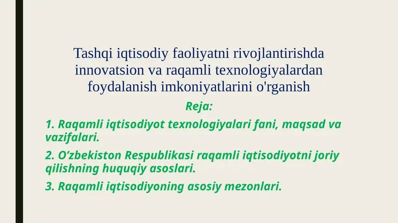 Raqamli iqtisodiyotning rivojlanishi