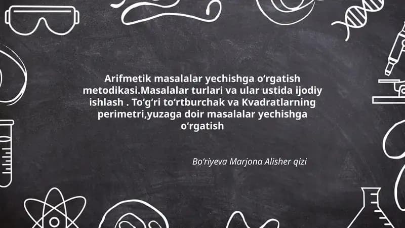 Arifmetik masalalar yechishga oʻrgatish metodikasi