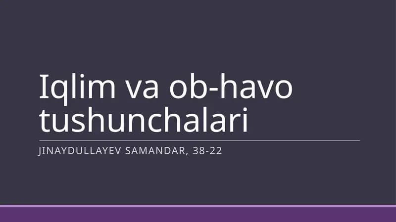 Iqlim va ob-havotushunchalari