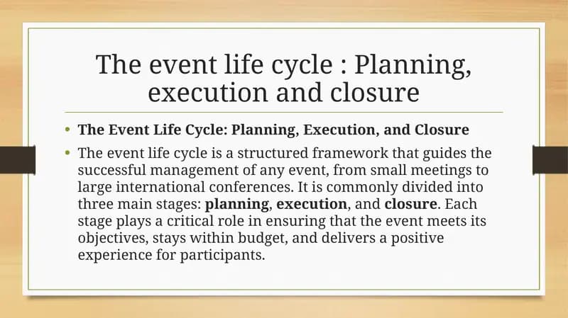 The event life cycle