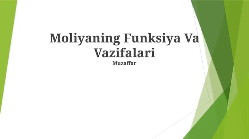 Moliyaning Funksiya Va Vazifalari
