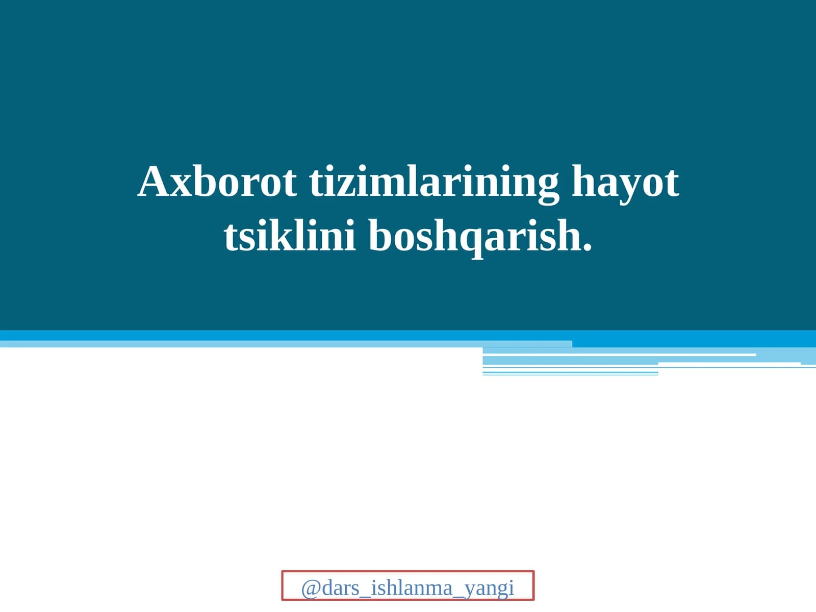 Axborot  tizimlarining  hayot  tsiklini     boshqarish