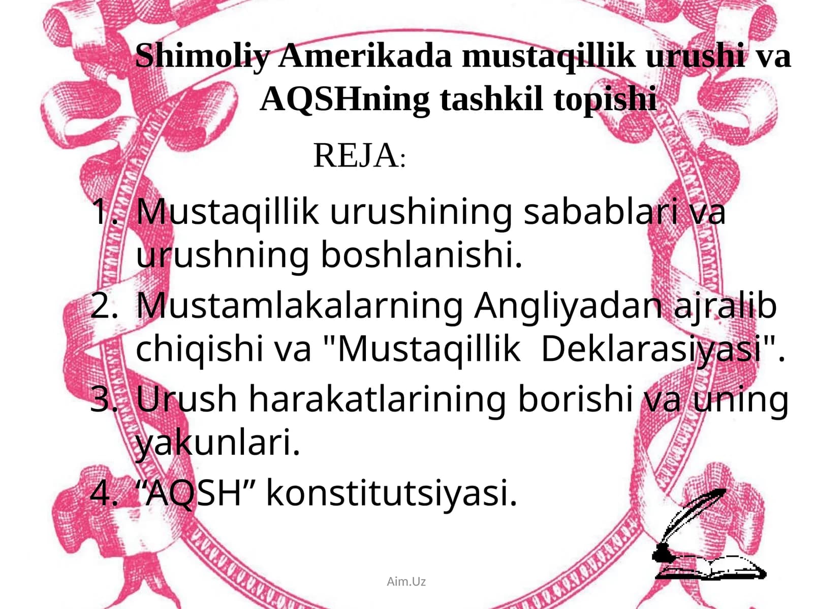 Mustaqillik urushi va AQSH ning tashkil topishi