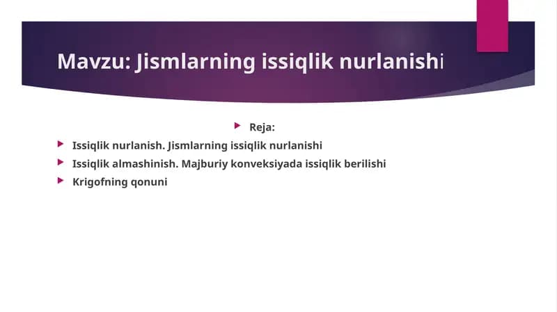 Jismlarning issiqlik nurlanishi