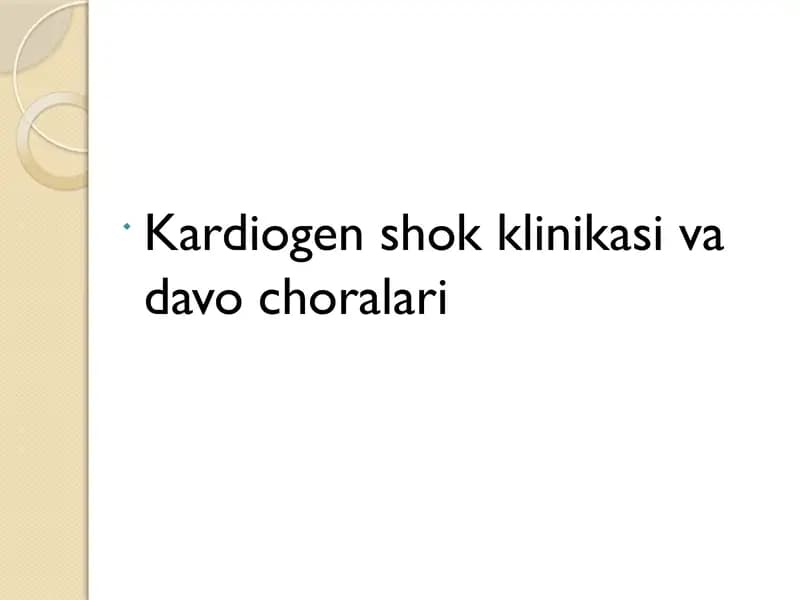 Kardiogen shok klinikasi va davo choralari
