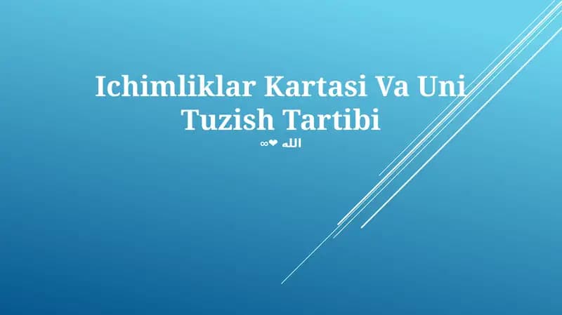 Ichimliklar Kartasi Va Uni Tuzish Tartibi