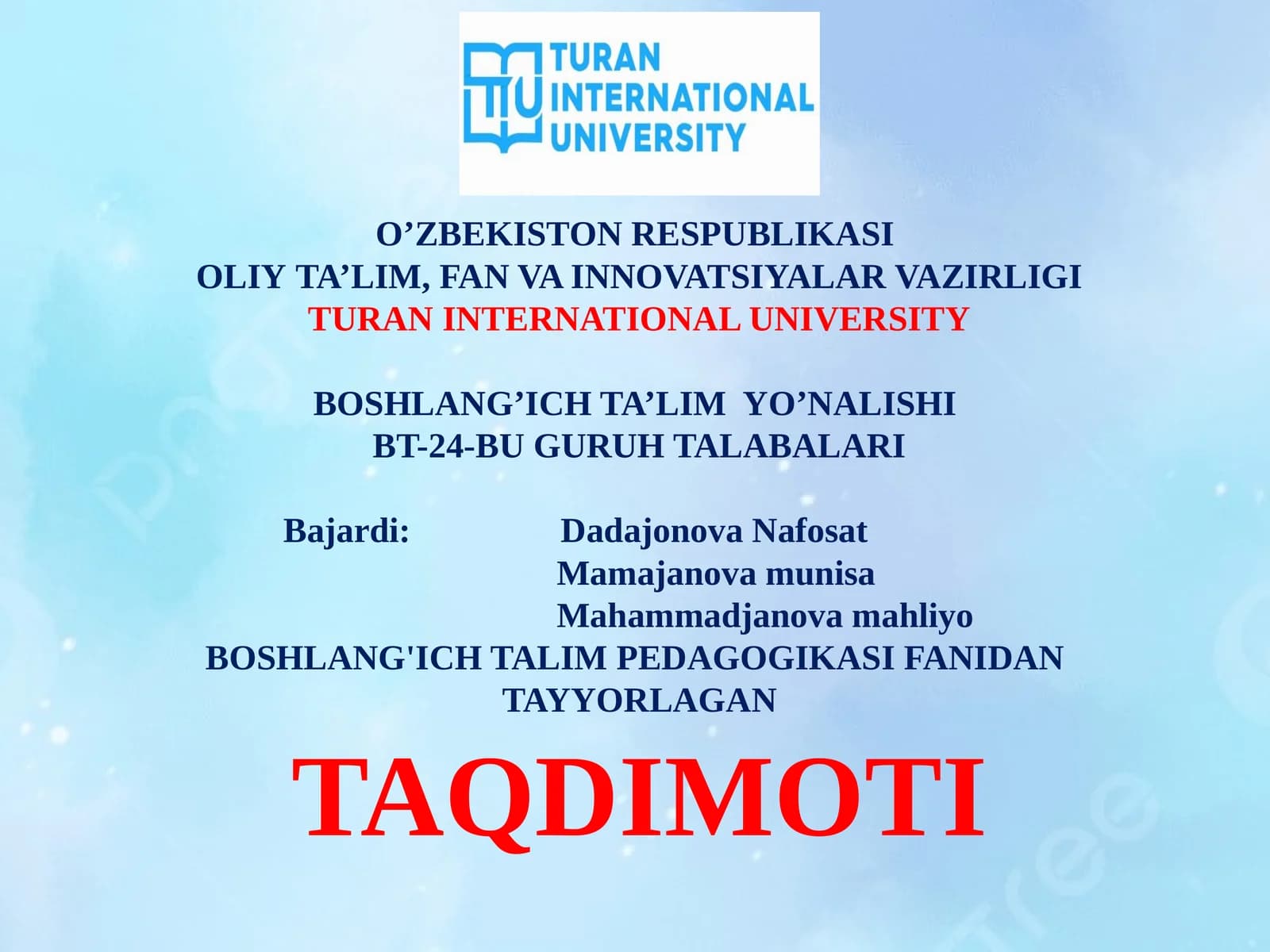 Milliy qadriyatlarning boshlang'ich taʼlimdagi o'rni