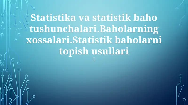 Statistika va statistik baho tushunchalari
