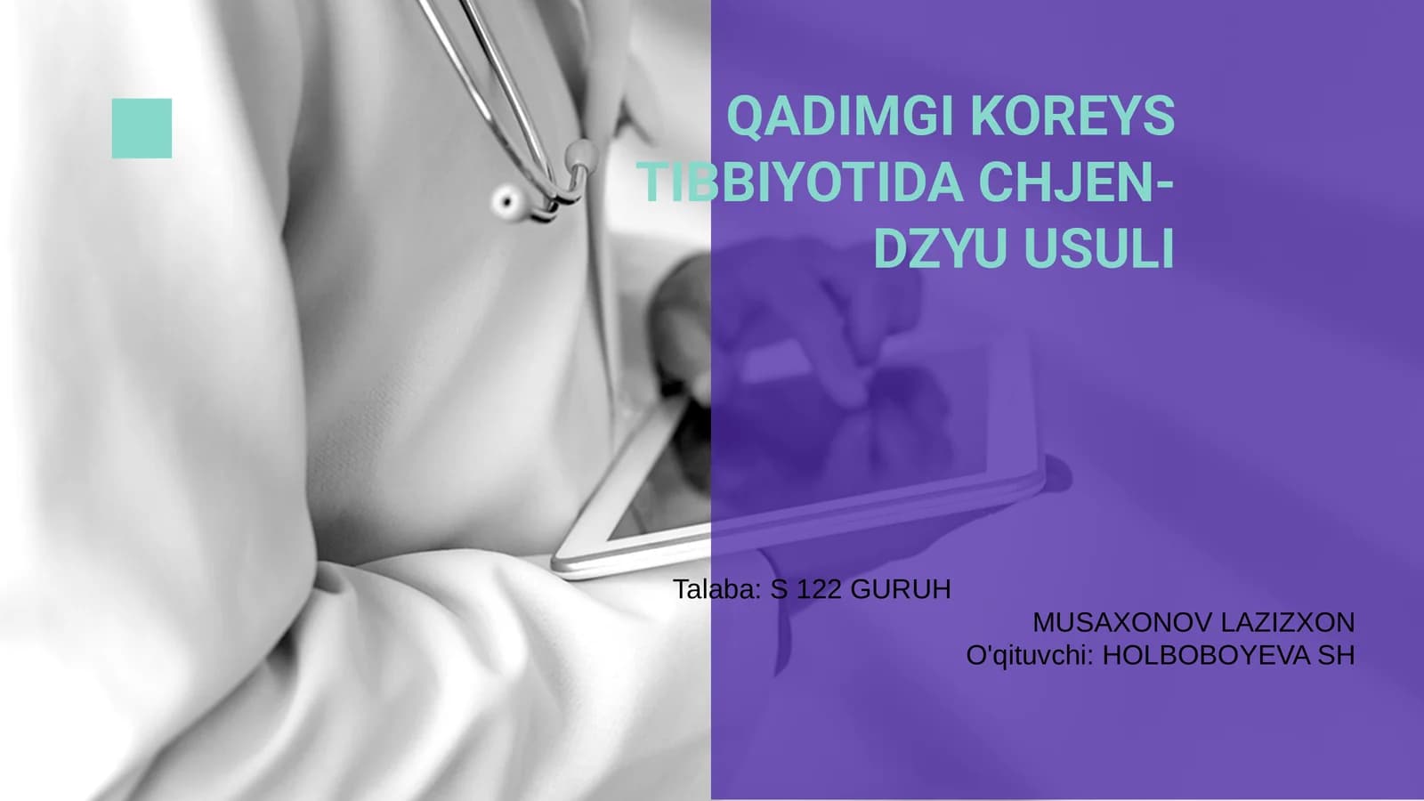 QADIMGI KOREYS TIBBIYOTIDA CHJEN-DZYU USULI