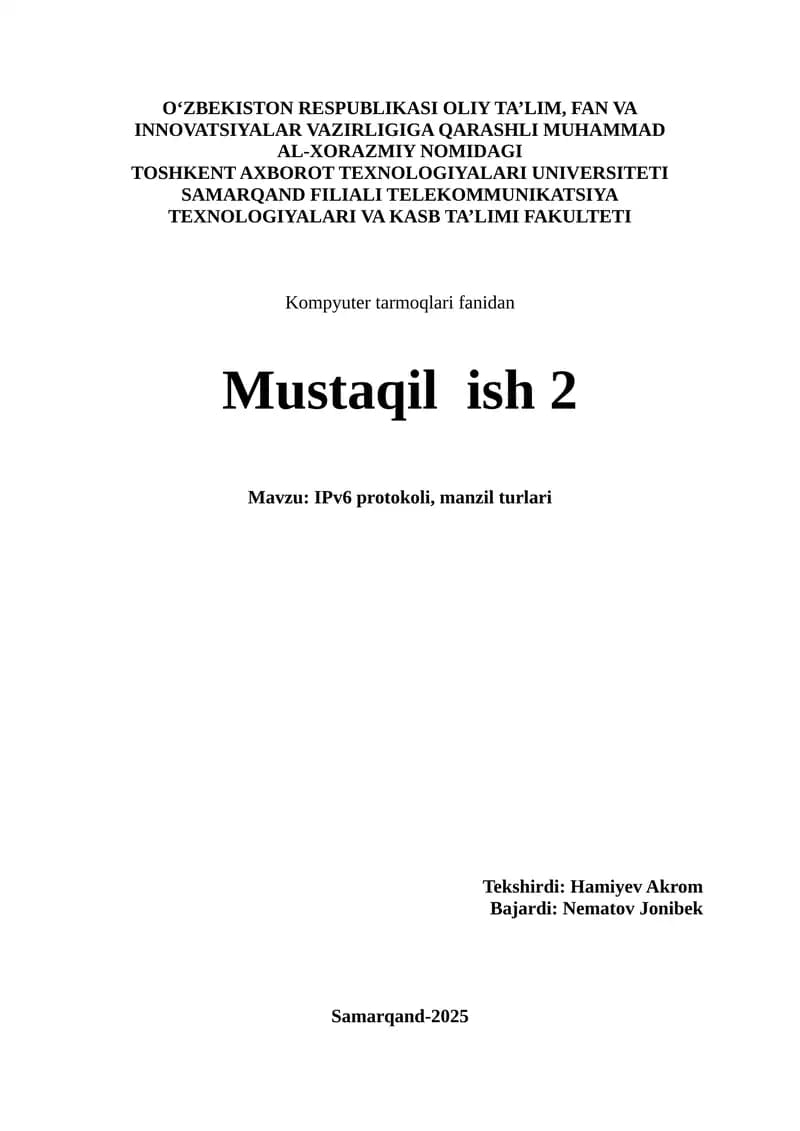 IPv6 protokoli, manzil turlari