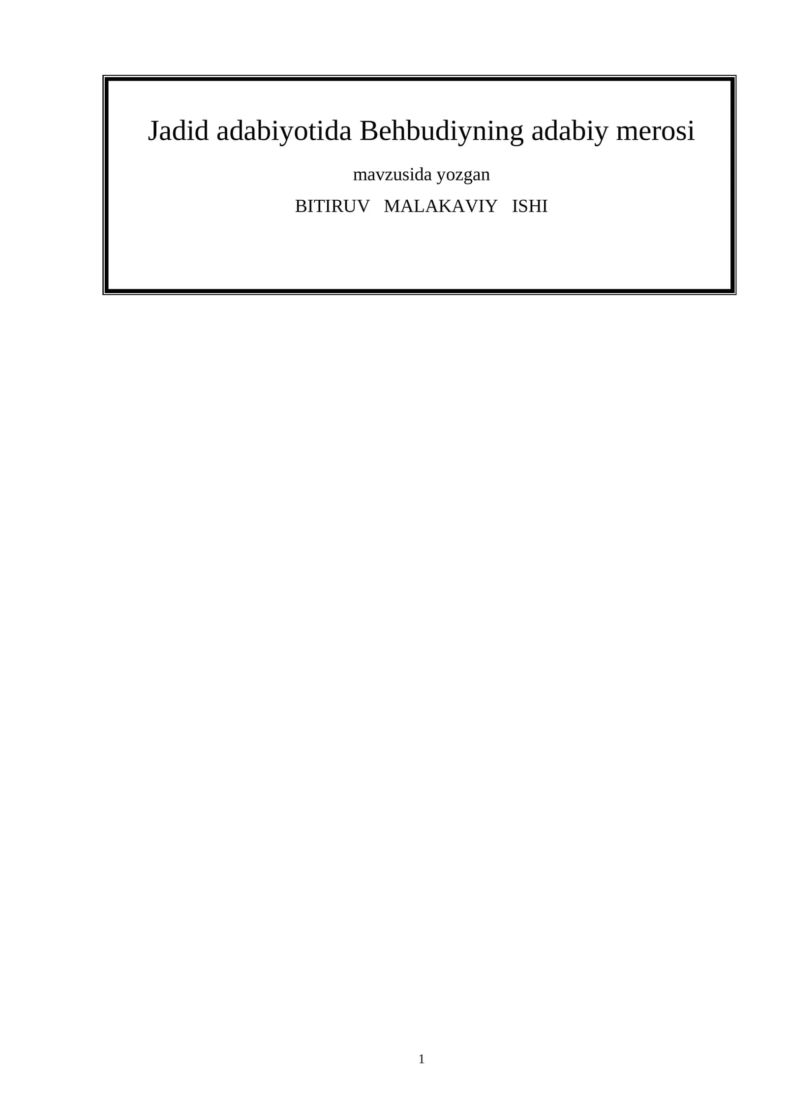 Jadid adabiyotida Behbudiyning adabiy merosi