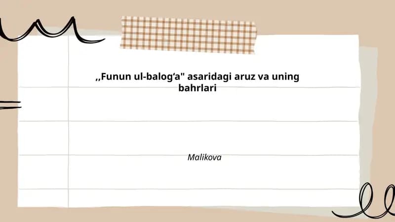 Funun ul-balog‘a Asaridagi Aruz va uning Bahrlari