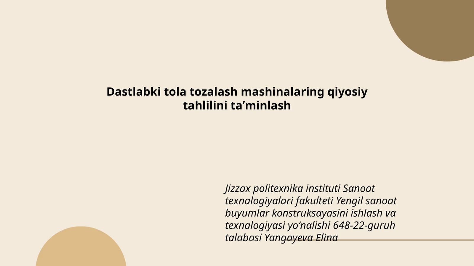 Dastlabki tola tozalash mashinalarining qiyosiy tahlili