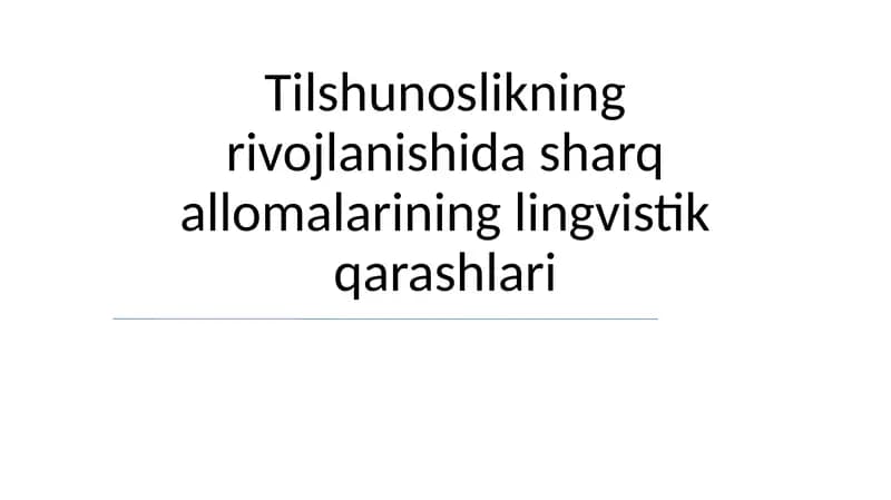 Sharq tilshunosligining rivojlanishi