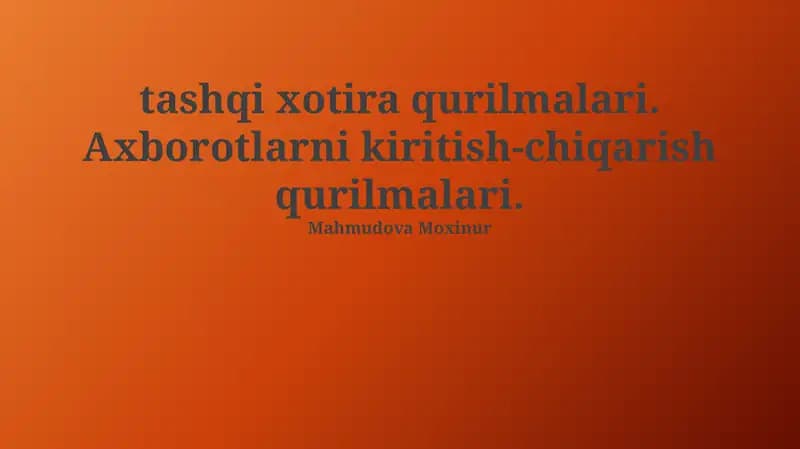 Kirish/Chiqish Qurilmalari