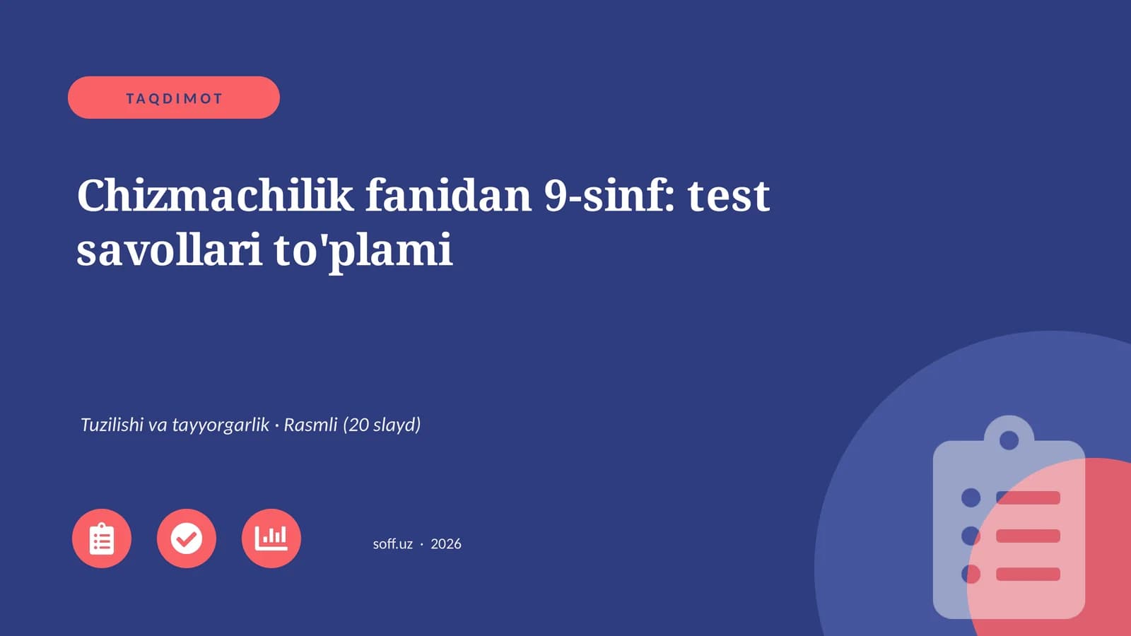 Chizmachilik fanidan 9-sinf: test savollari to'plami