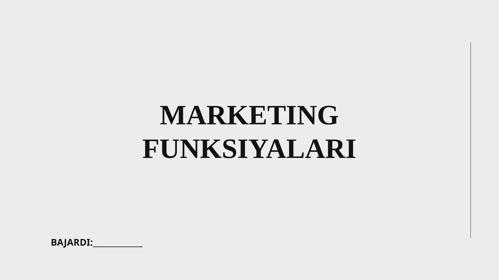 MARKETING FUNKSIYALARI