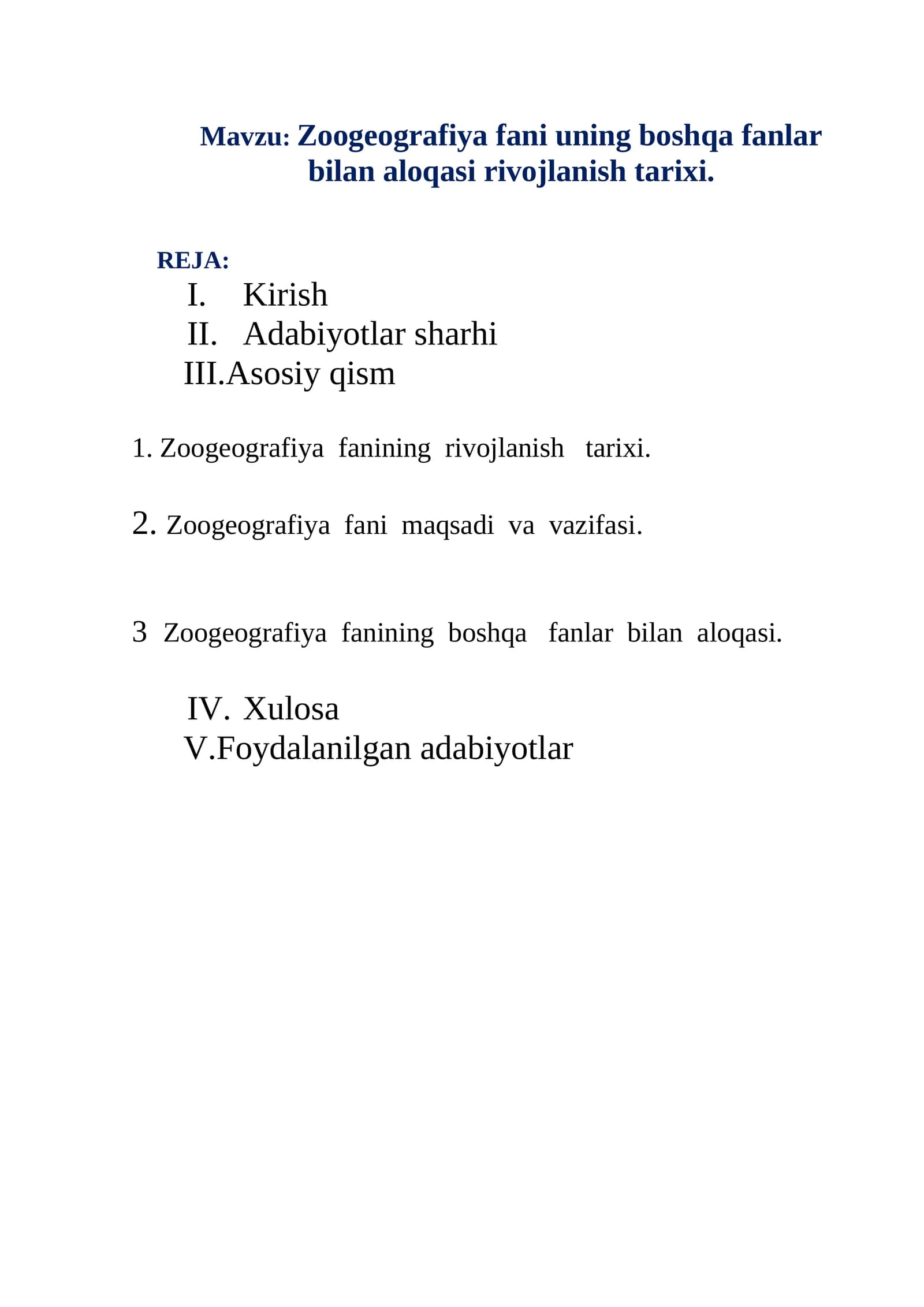 Zoogeografiya fani uning boshqa fanlar bilan aloqasi rivojlanish tarixi