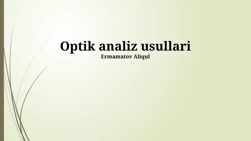 Optik analiz usullari
