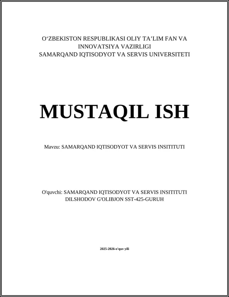 SAMARQAND IQTISODYOT VA SERVIS INSITITUTI