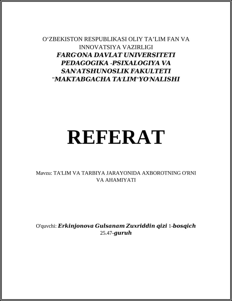 MAKTABGACHA TA'LIM