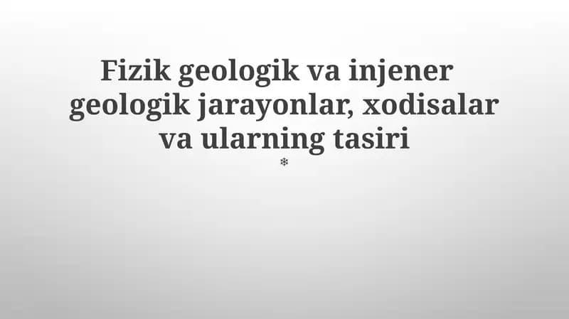 Geologiya va injenerlik geologiyasi