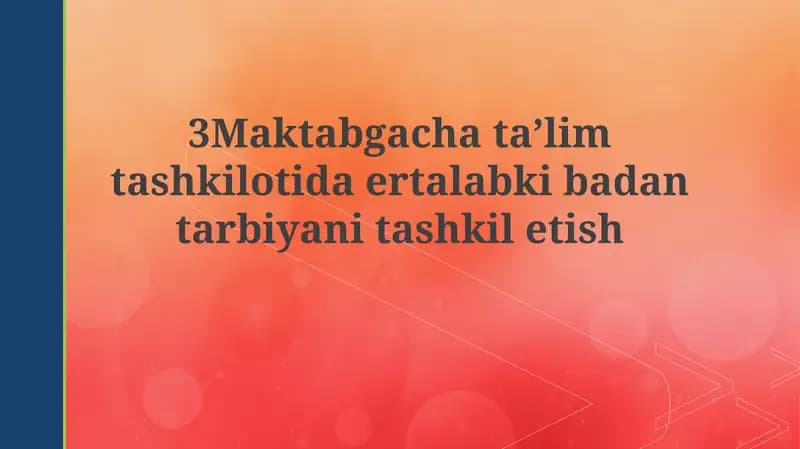 Ertalabki mashqlarni tashkil etish