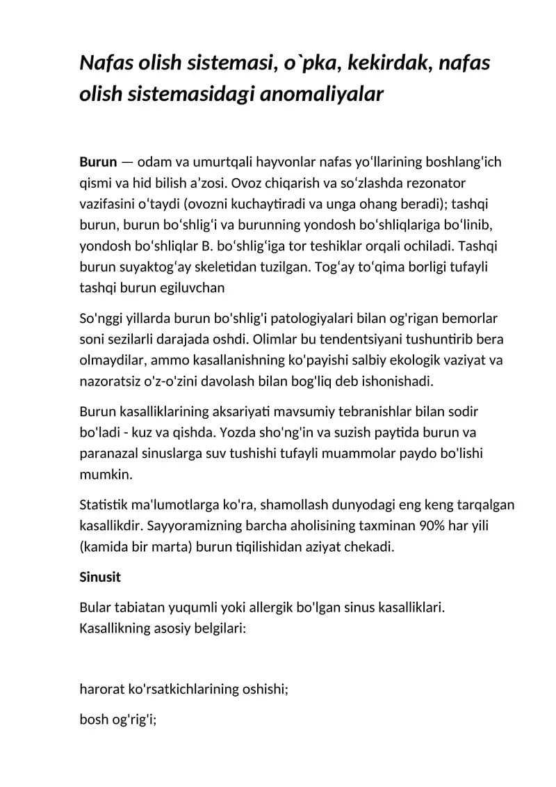 Burun kasalliklari