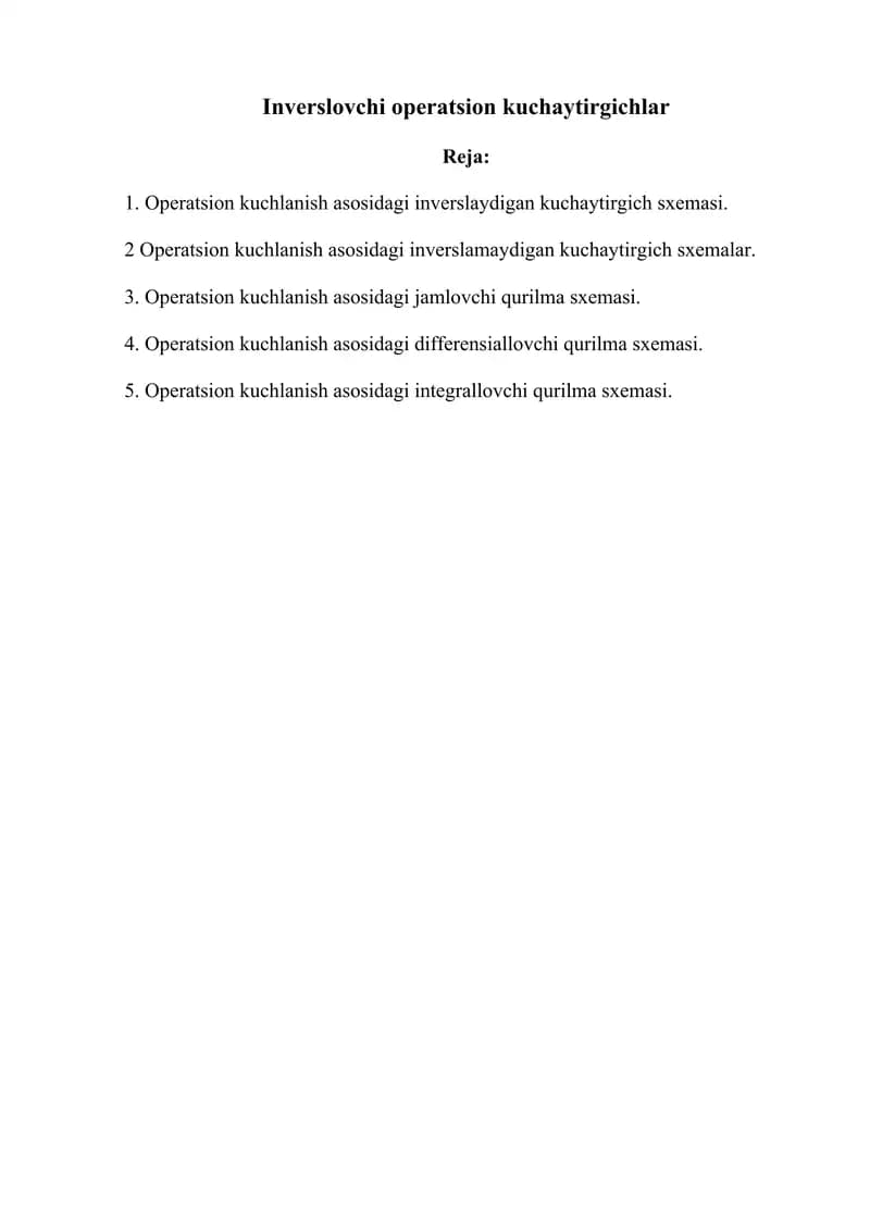 Inverslovchi operatsion kuchaytirgichlar