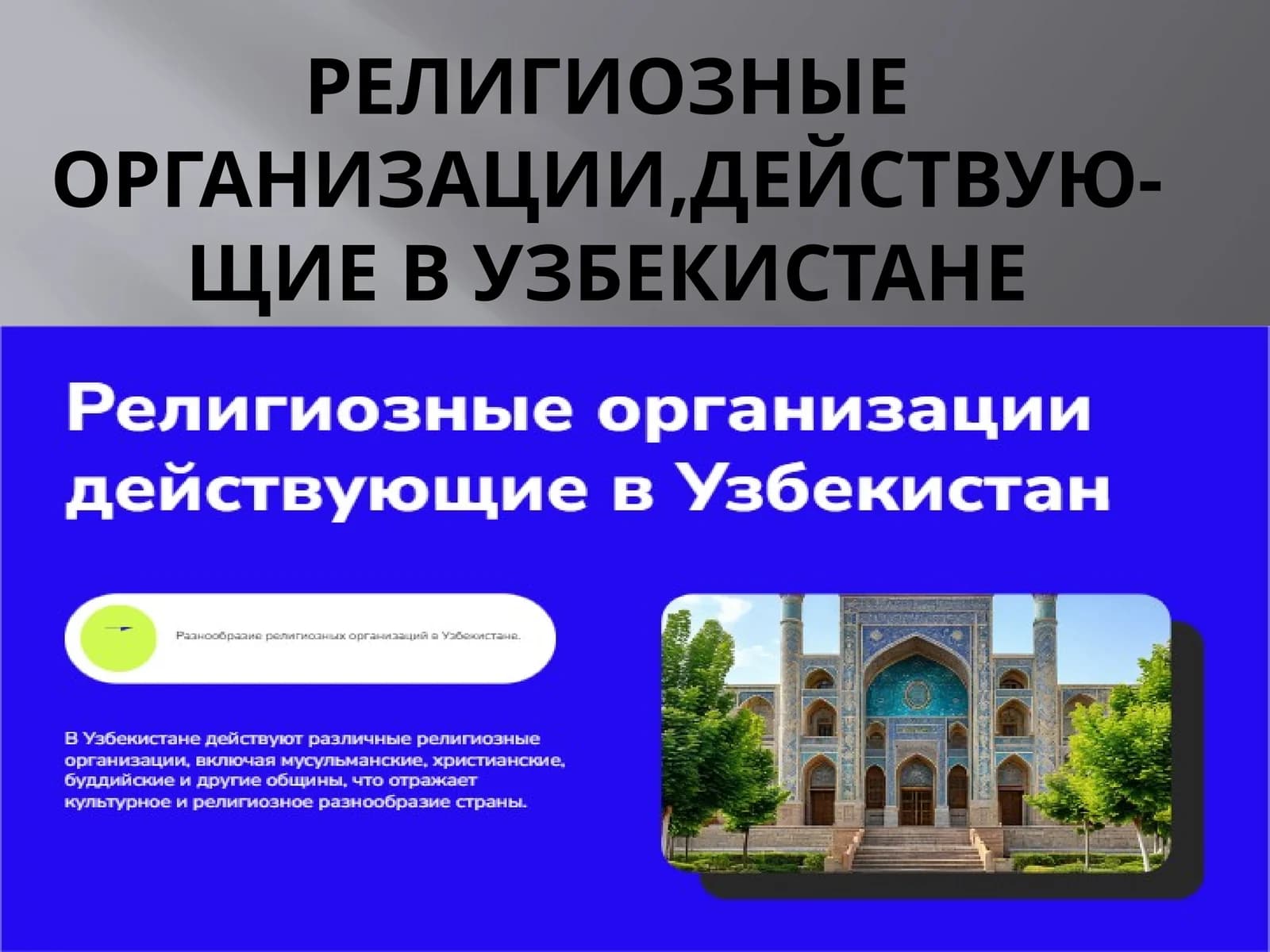 Религиозные организации,действую-щие в Узбекистане
