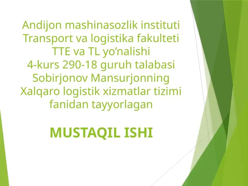 Transport va logistika fakulteti