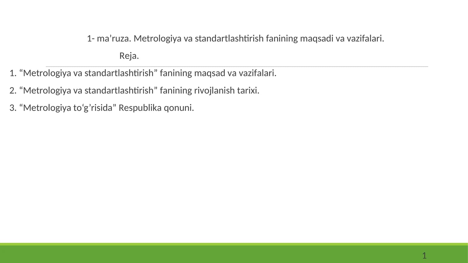 Metrologiya va standartlashtirish fanining maqsadi va vazifalari