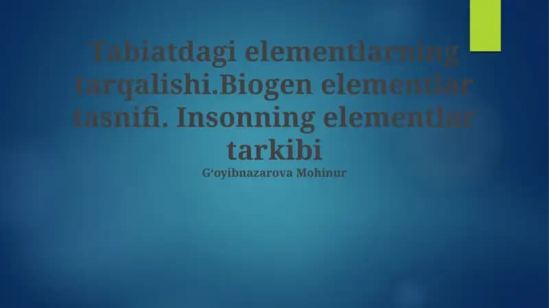 Tabiatdagi elementlarning tarqalishi