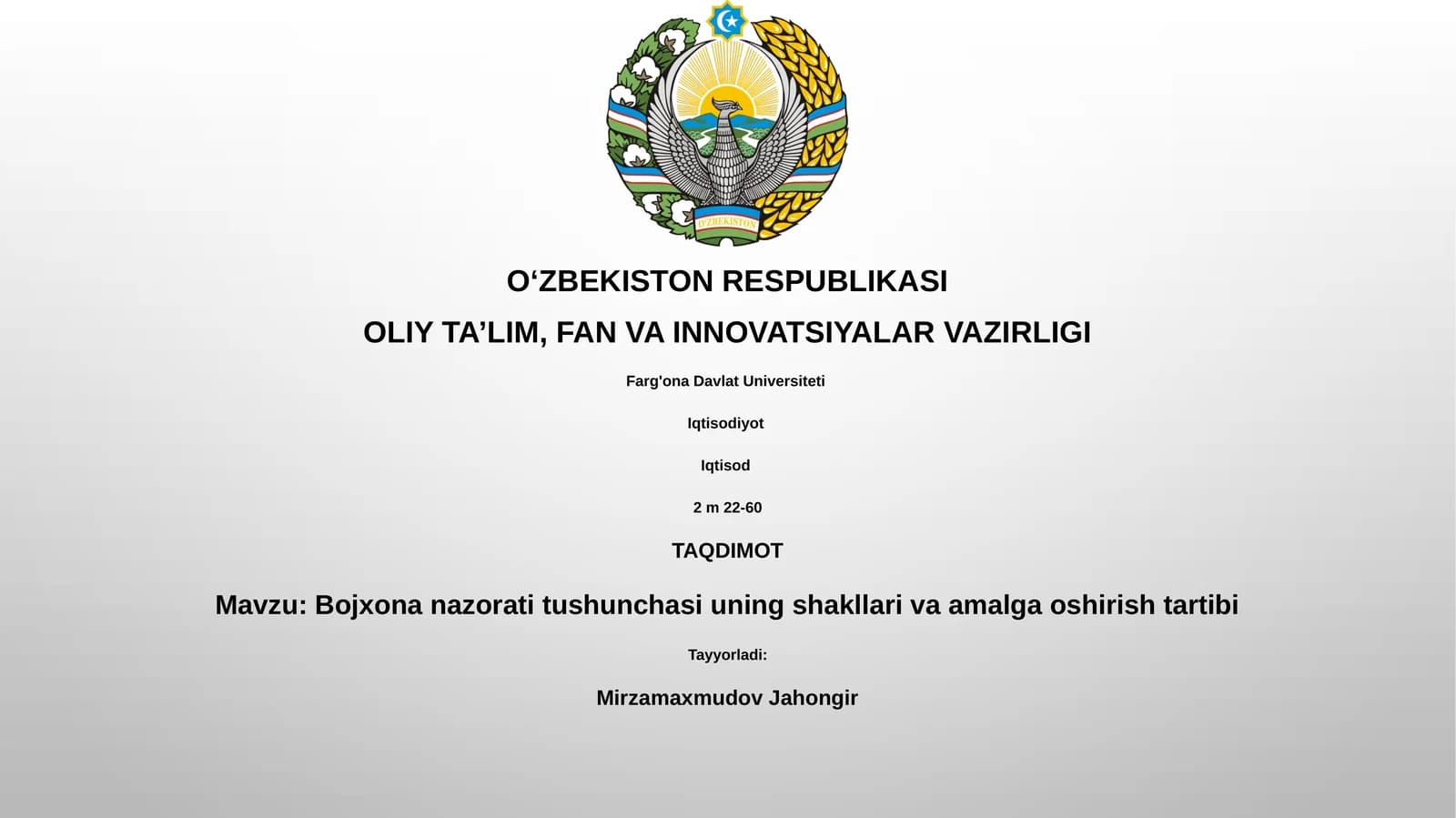 Bojxona nazorati tushunchasi uning shakllari va amalga oshirish tartibi