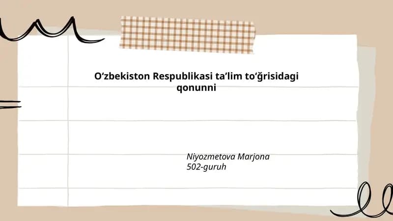 Oʻzbekiston Respublikasi taʼlim toʻğrisidagi qonunni