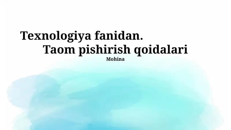 Taom pishirish qoidalari