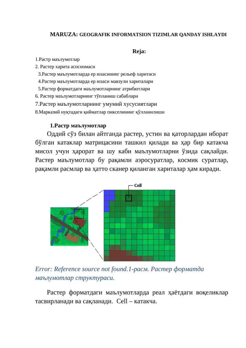 GEOGRAFIK INFORMATSION TIZIMLAR