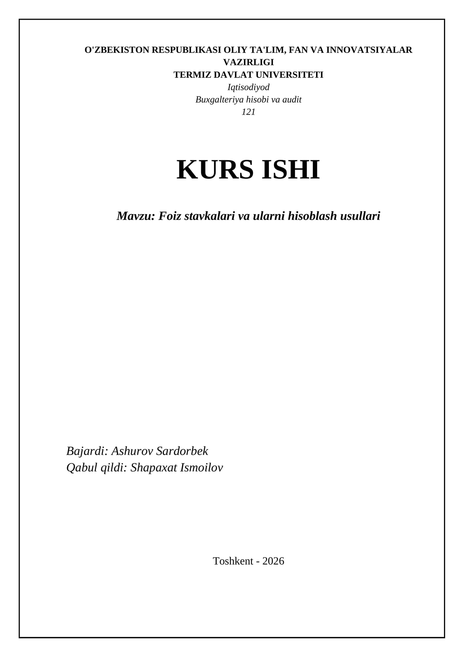 Buxgalteriya hisobi va audit
