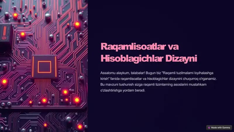 Raqamlisoatlar va Hisoblagichlar Dizayni