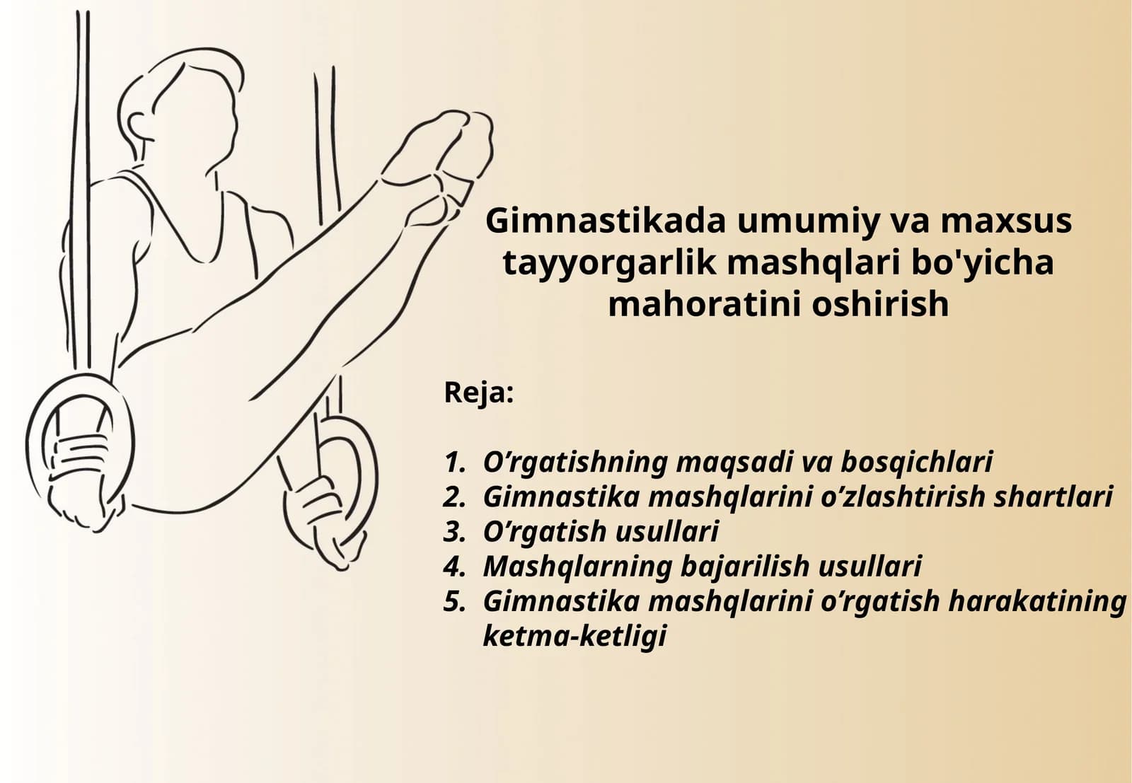 Gimnastikada umumiy va maxsus tayyorgarlik mashqlari bo'yicha mahoratini oshirish