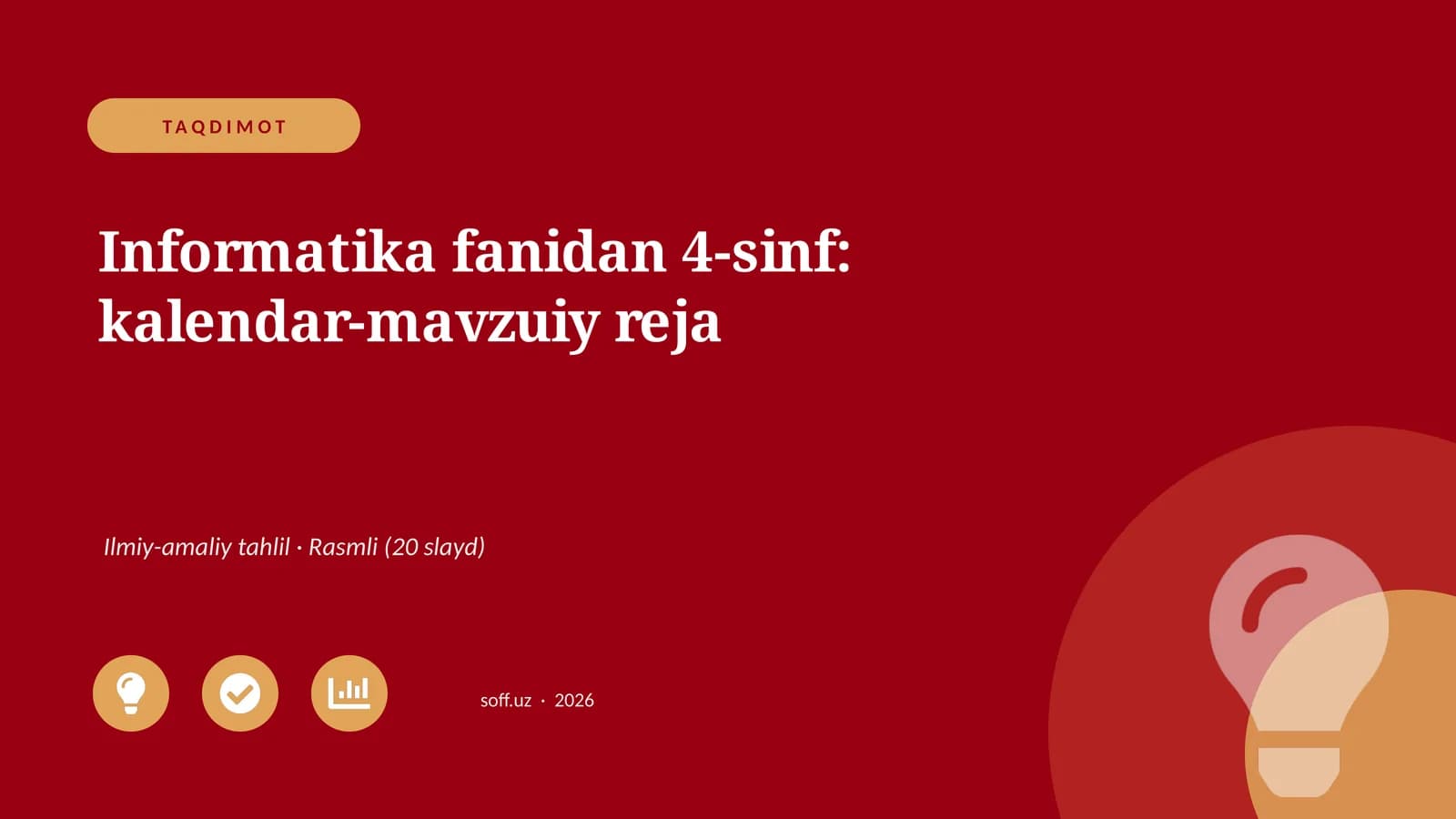 Informatika fanidan 4-sinf: kalendar-mavzuiy reja