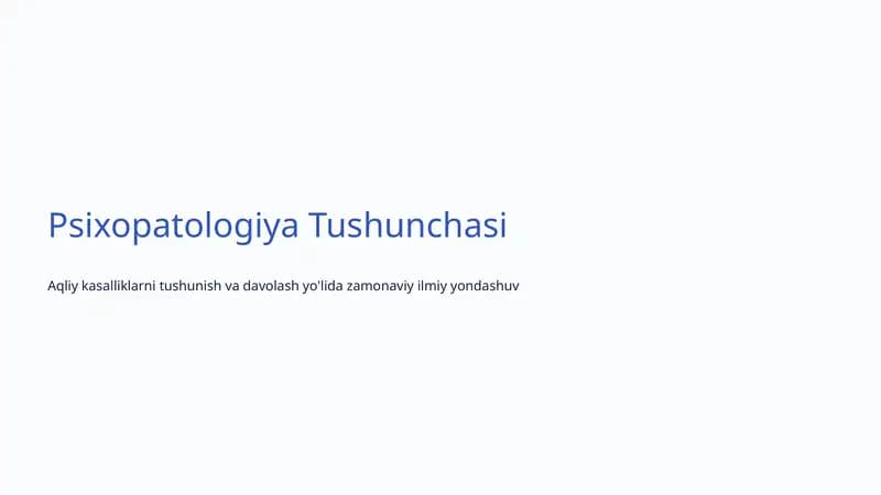 Psixopatologiya Tushunchasi