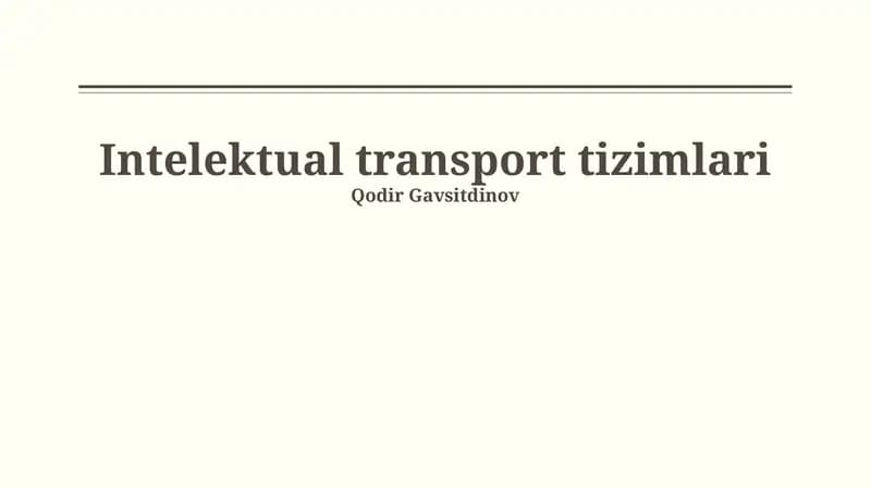 Intelektual transport tizimlari