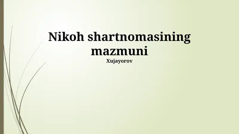 Nikoh shartnomasining mazmuni
