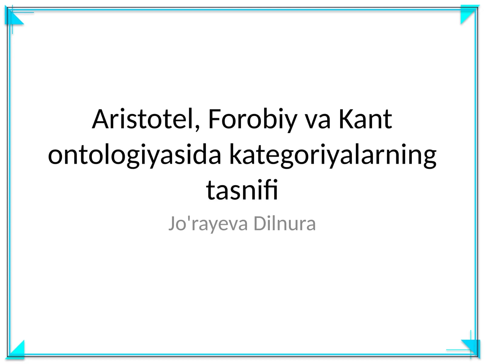 Aristotel, Forobiy va Kant ontologiyasida kategoriyalarning tasnifi