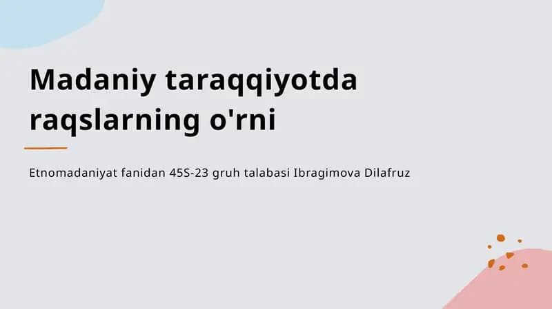 Raqs va Madaniyat